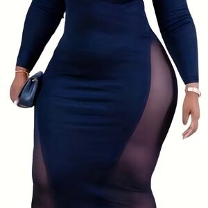 Elegant Navy Blue Bodycon Dress